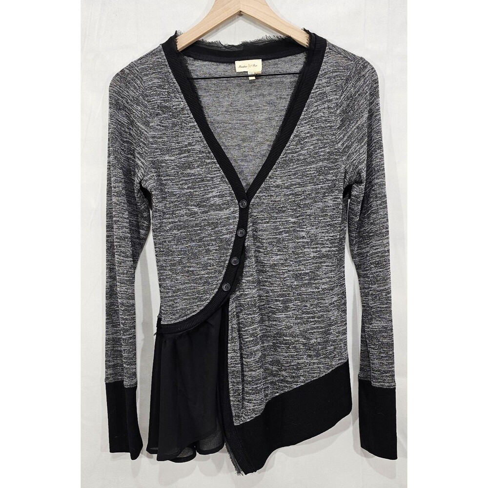 Anthropologie Meadow Rue Askew Cardigan Asymmetric Fairy Grunge Black Chiffon